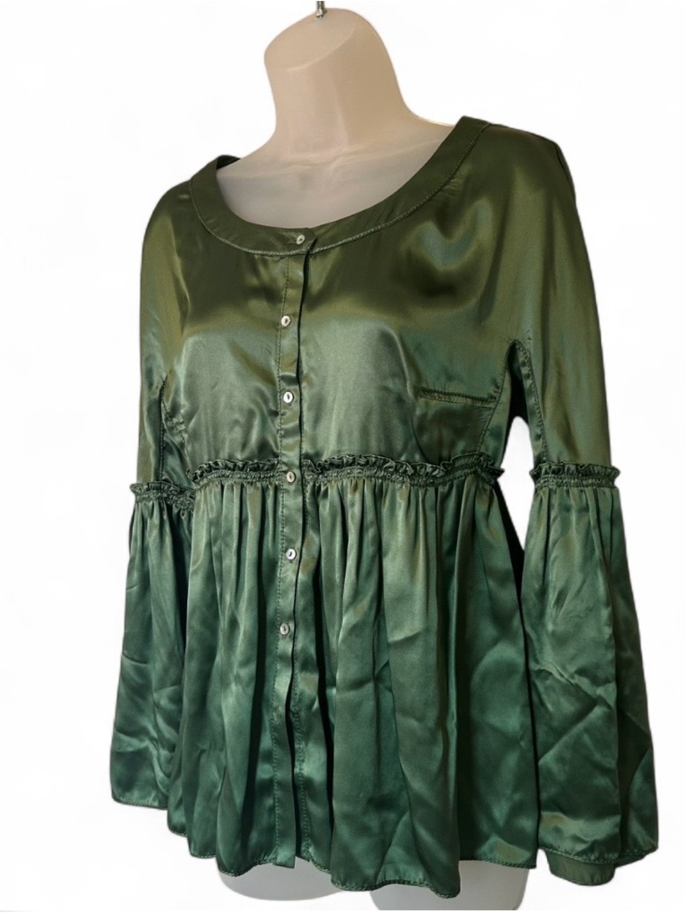 Y2K Era 100% Satin Button-Front Blouse